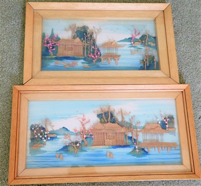 2 Asian Wood Cut Pictures - 9 by 15 and 9 by 17