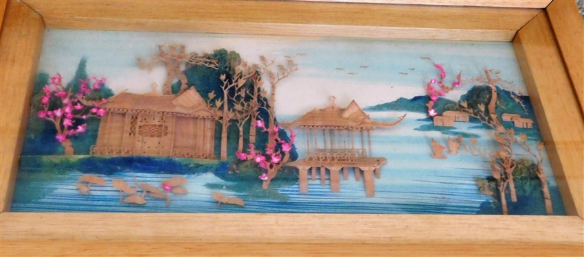 2 Asian Wood Cut Pictures - 9 by 15 and 9 by 17