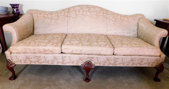 Ball and Claw Foot Formal Sofa - Cream Upholstery - 80 long 36 Deep 