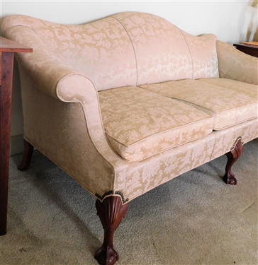 Ball and Claw Foot Formal Sofa - Cream Upholstery - 80 long 36 Deep 