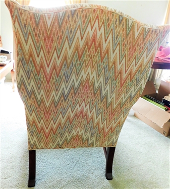 Hickory Chair Chinese Chippendale Style Chevron Pattern Wing Back Chair with Nail Head Trim - 40 tall 30 by 36