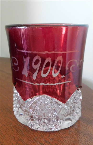 1900 Ruby Flash Glass 3 3/4" tall 