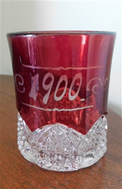 1900 Ruby Flash Glass 3 3/4 tall 