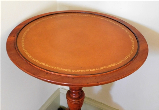 Round Leather Top Table - 20 tall 14 Across