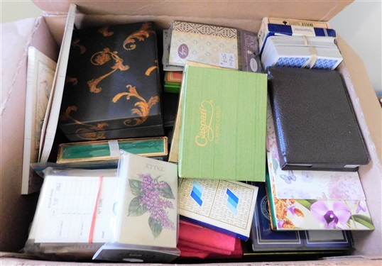 Box lot of Playing Cards including Caspari. Merrit, and Tally Books