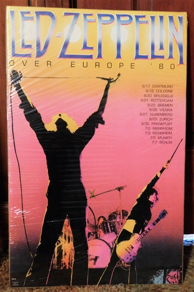 Led Zeppelin "Over Europe 80" Poster - 20" by 12 3/4"