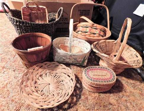 Lot of Baskets including White with Painted Flowers