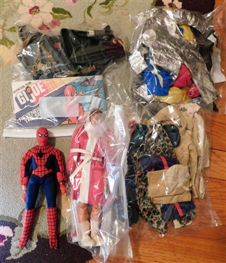 Lot of Original GI Joe Clothes and Accessories -  including Astronaut Uniform, Hats, Spider Man, and Other