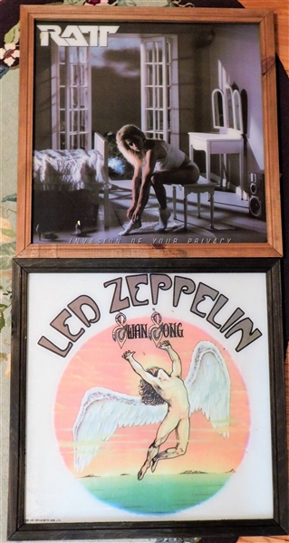 1985 Led Zeppelin "Swan Song" and Bonnie Rait "Invasion of Your Privacy" Framed Posters - Frames Measure 22" by 22"