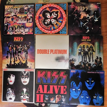 9 Original Kiss Albums including Rock and Roll Over  Double Platinum Love Gun Etc. - All in Excellent Condition 