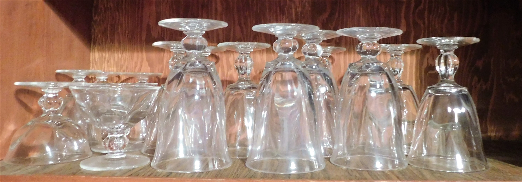 Shelf Lot of Clear Glasses 