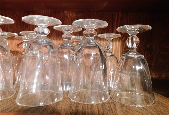 Shelf Lot of Clear Glasses 
