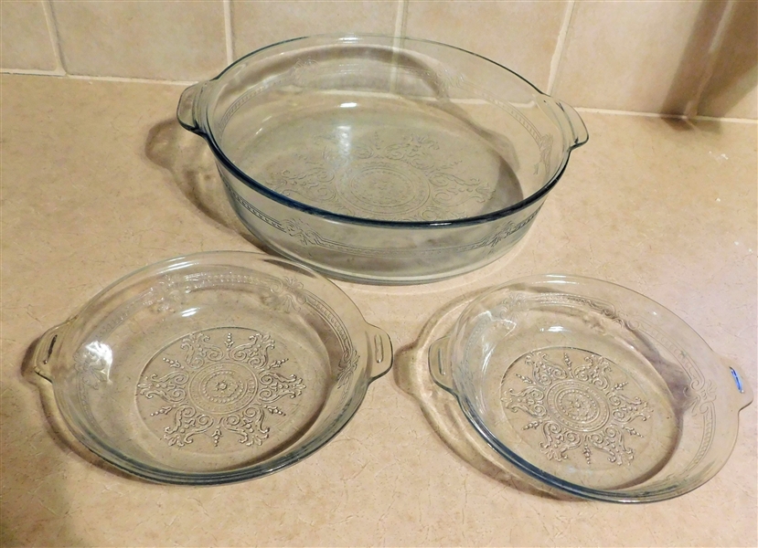 3 Fire King Baking Dishes - Large Round 10 1/2"  and 2 Smaller Round  6 1/2"