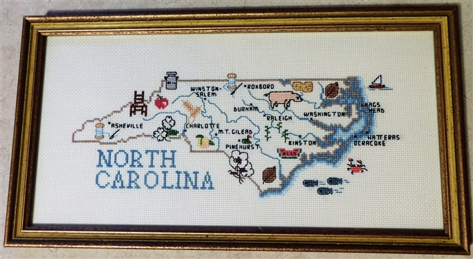 North Carolina Needlepoint - Framed 6 3/4 by 12 1/2