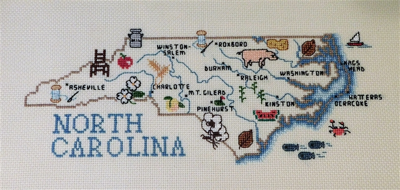 North Carolina Needlepoint - Framed 6 3/4 by 12 1/2