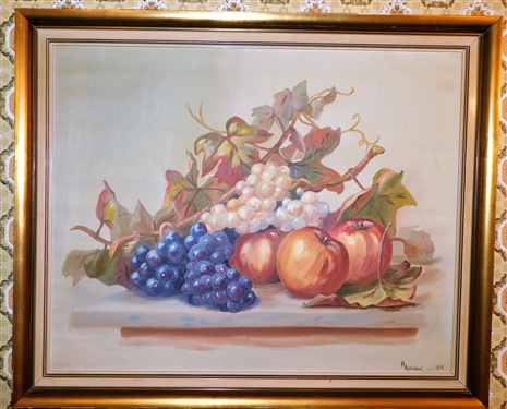 H. Adcock '64 Still Life Fruit Painting - Framed - 18 1/2 by 22 1/2