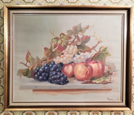 H. Adcock '64 Still Life Fruit Painting - Framed - 18 1/2 by 22 1/2