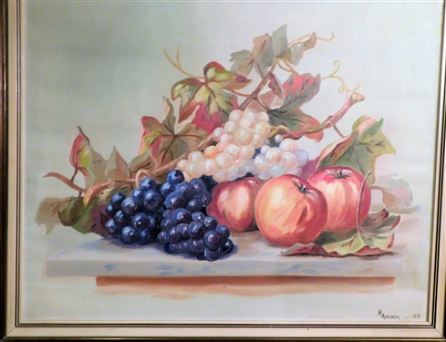 H. Adcock '64 Still Life Fruit Painting - Framed - 18 1/2 by 22 1/2