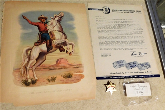 Lone Ranger Letter, Print, and Merita Badge - Badge Measures 1 1/4