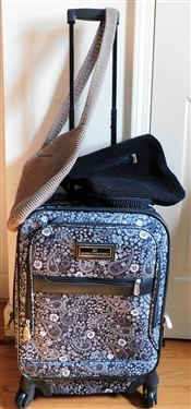 Gloria Vanderbilt Rolling Suit Case and 2 The Sack Purses - Black and Khaki Colored