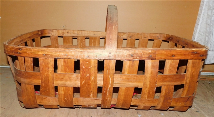 Extra Large Gathering Basket - Some Damage to Handle 29 1/2 by 19 