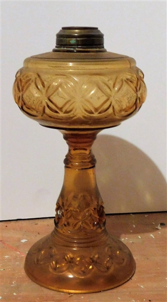 Amber Glass Oil Lamp - 9" tall - No Burner