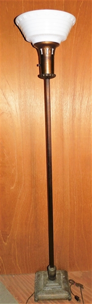 Nice Torchiere Floor Lamp with White Glass Shade - 