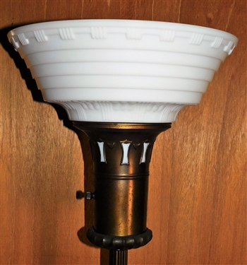 Nice Torchiere Floor Lamp with White Glass Shade - 