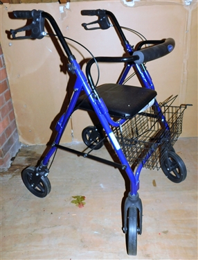 Like New Folding Rolling Walker with Storage Basket
