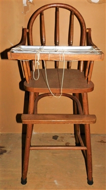 Childs Bent Wood High Chair with Removable Metal Tray 
