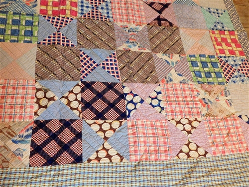 Triangle and Square Handmade Quilt - With Metal Number Tag -Measures  83 by 66