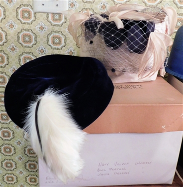 Lot of Fancy Women's Vintage Hats including Feather Fascinator, Hats with Flowers, and Others with Feather Details 