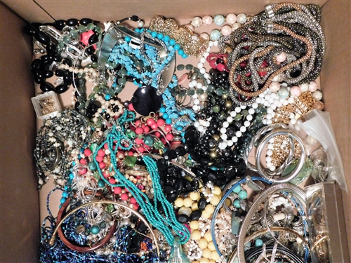 Very Large Lot of Costume Jewelry including Beaded Necklaces, Bracelets, Glass Pendant, Some New with Tags