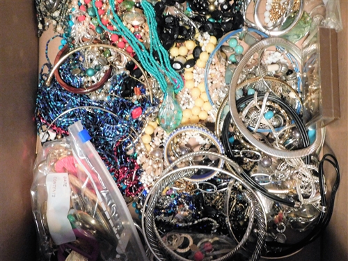 Very Large Lot of Costume Jewelry including Beaded Necklaces, Bracelets, Glass Pendant, Some New with Tags