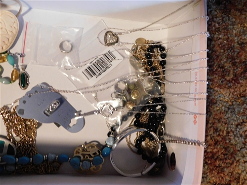 Lot of Sterling Silver and Costume Jewelry including Several Sterling Silver Chains, Pendants, Toe Rings, Kendra Scott Bracelet, and Other Jewelry 