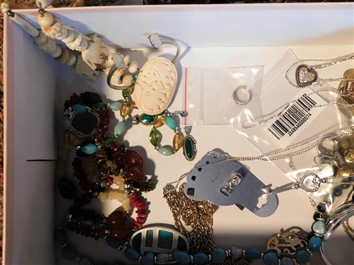 Lot of Sterling Silver and Costume Jewelry including Several Sterling Silver Chains, Pendants, Toe Rings, Kendra Scott Bracelet, and Other Jewelry 