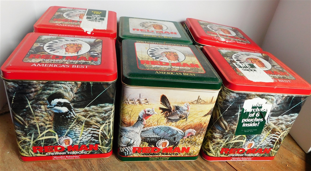 6 Red Man Chewing Tobacco Tins