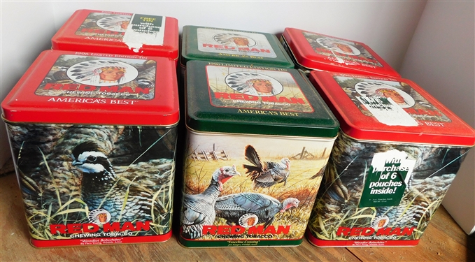 6 Red Man Chewing Tobacco Tins