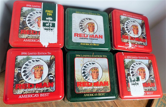 6 Red Man Chewing Tobacco Tins