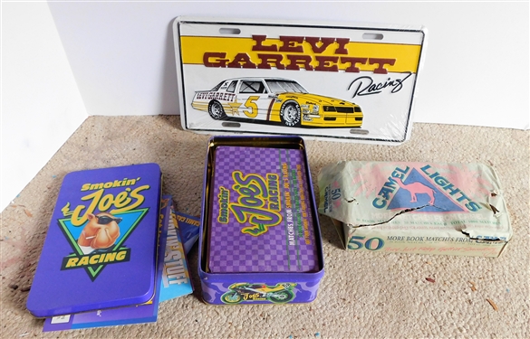 Levi Garrett Racing License Tag and Camel Matches - 1 Full Tin and 1 Paper Package