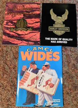 Camel Wides Cigarette Order Book - Unused, Harley Davidson Blend Folder, and A Golden Opportunity Helme Tobacco Company Information Booklet