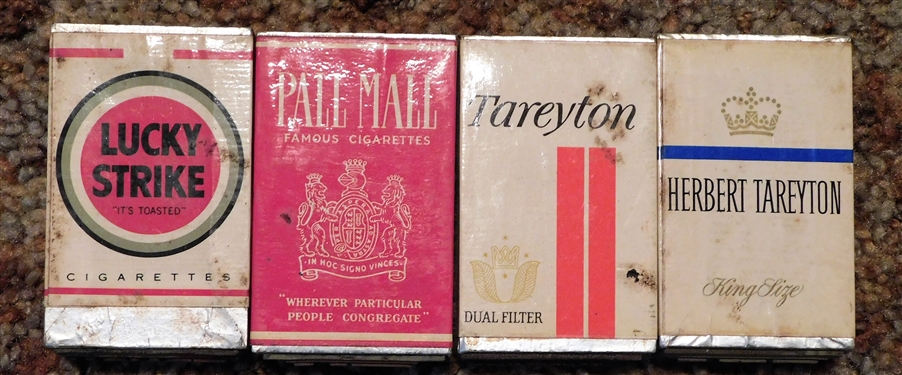 Luck Strike, Pall Mall, Tareyton, and Herbert - Tareyton Cigarette Pack Shaped Desk Stamps - File, Confidential, FYI, and Rush