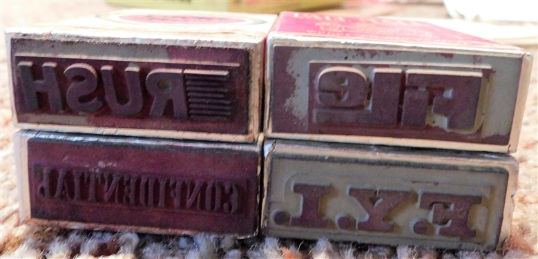 Luck Strike, Pall Mall, Tareyton, and Herbert - Tareyton Cigarette Pack Shaped Desk Stamps - File, Confidential, FYI, and Rush
