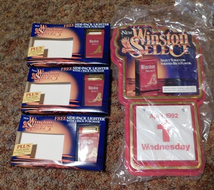 Winston Select Calendar-Factory Plastic Sealed, and 3 Winston Lighters