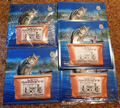 5 Levi Garrett Chewing Tobacco Bass Fish Plastic Signs - 18 1/2 by 18 1/2