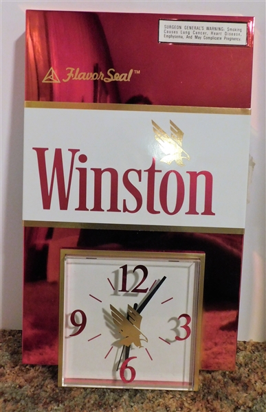 Winston Cigarette Clock - 1992 - Brand New - Plastic - Measures 19" by 11"