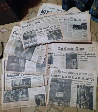 The Durham Morning Herald and The Courier Times Newspapers Featuring Stories about JFK assassination and Burial and Nixon Impeachment