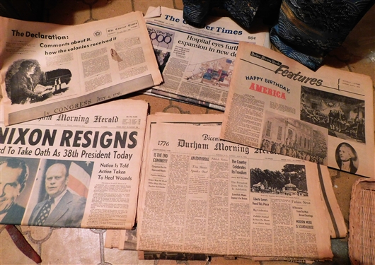 The Durham Morning Herald and The Courier Times Newspapers Featuring Stories about JFK assassination and Burial and Nixon Impeachment