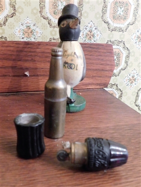 Kool Advertising Metal Penguin Lighter, Bottle Lighter, and Coke Lighter - Missing Top - Penguin is 4 1/2 tall 