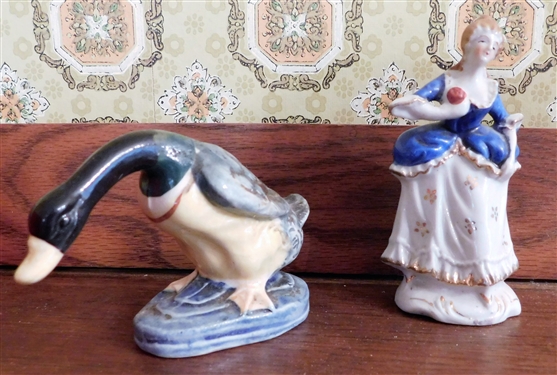 2 Occupied Japan Figures - Lady Measures 4 1/4 tall 